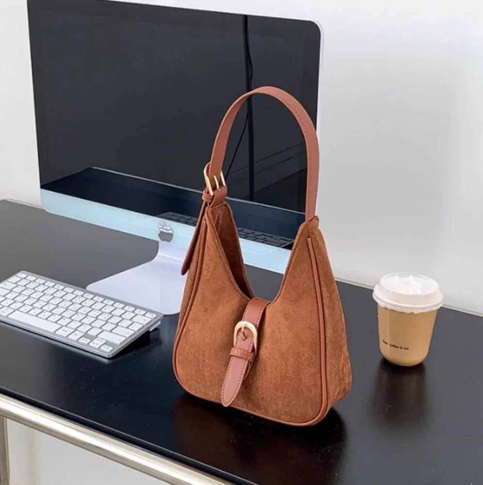 Slouchy Hobo Bags Women Retro Suede Underarm Shoulder Bag Crossbody Purse Crescent Satchels Top-Handle Tote Handbag 2024