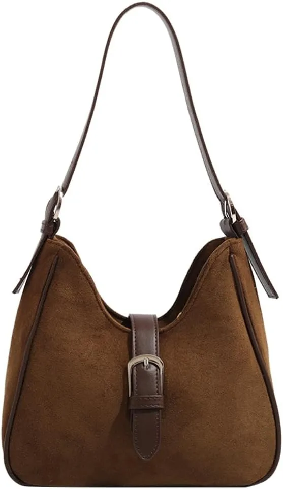 Slouchy Hobo Bags Women Retro Suede Underarm Shoulder Bag Crossbody Purse Crescent Satchels Top-Handle Tote Handbag 2024