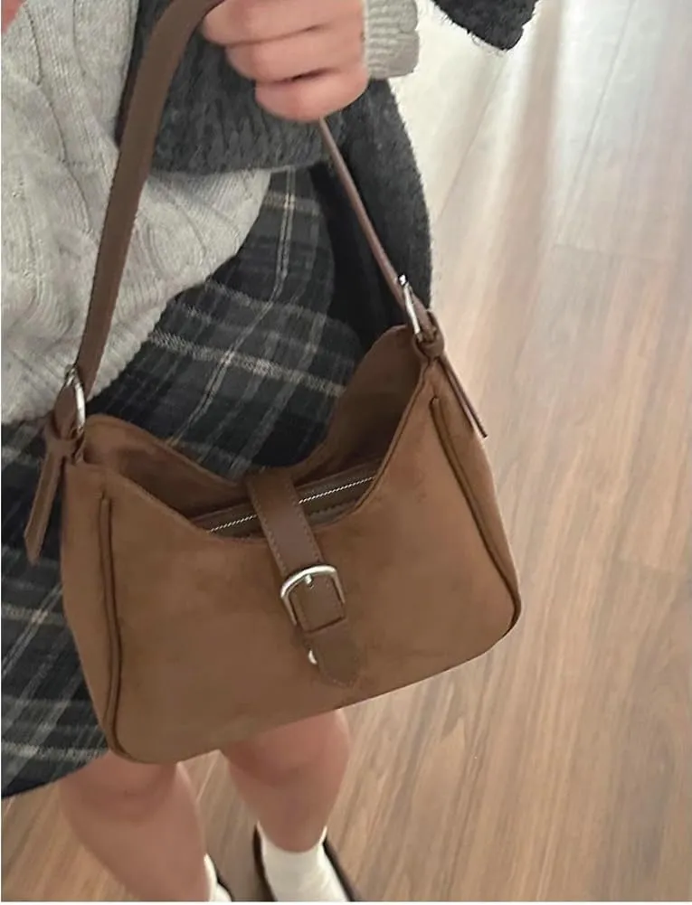Slouchy Hobo Bags Women Retro Suede Underarm Shoulder Bag Crossbody Purse Crescent Satchels Top-Handle Tote Handbag 2024