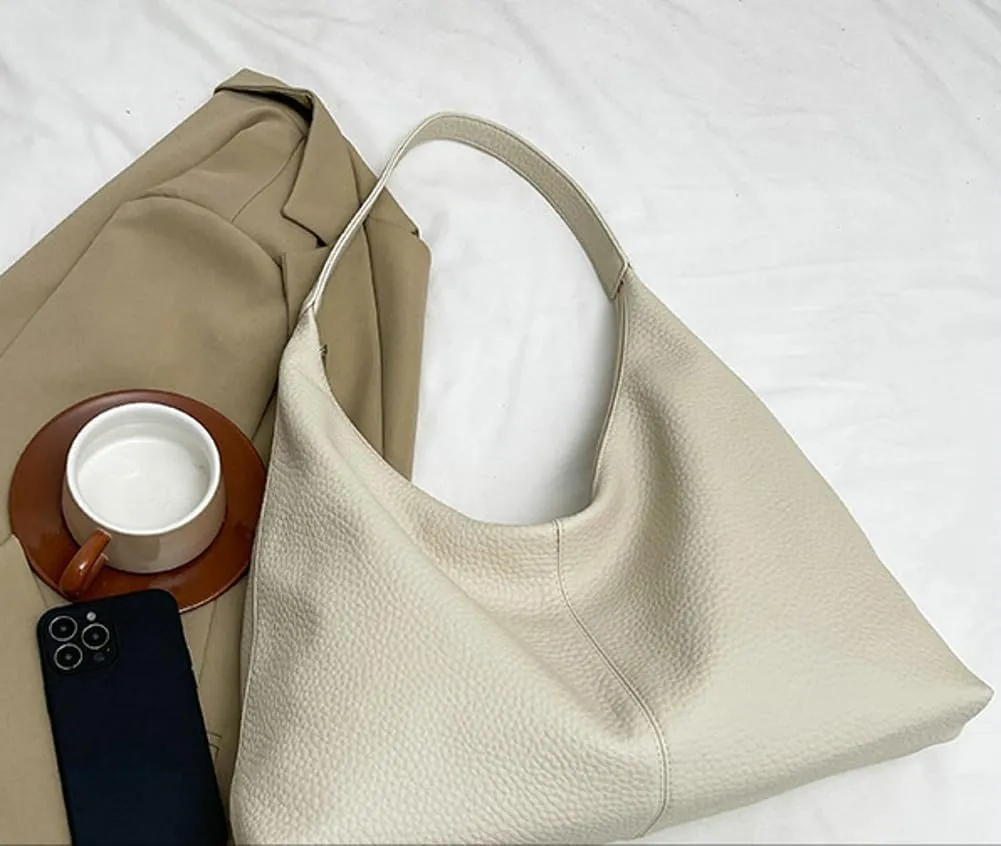 Slouchy PU Leather Crescent Hobo Bags Women Crossbody Purse Trendy Shoulder Bag Top-handle Satchels Travel Tote Handbag
