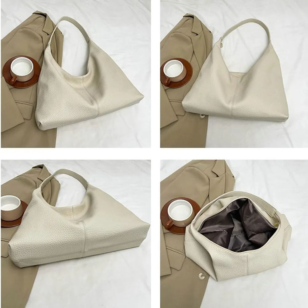Slouchy PU Leather Crescent Hobo Bags Women Crossbody Purse Trendy Shoulder Bag Top-handle Satchels Travel Tote Handbag