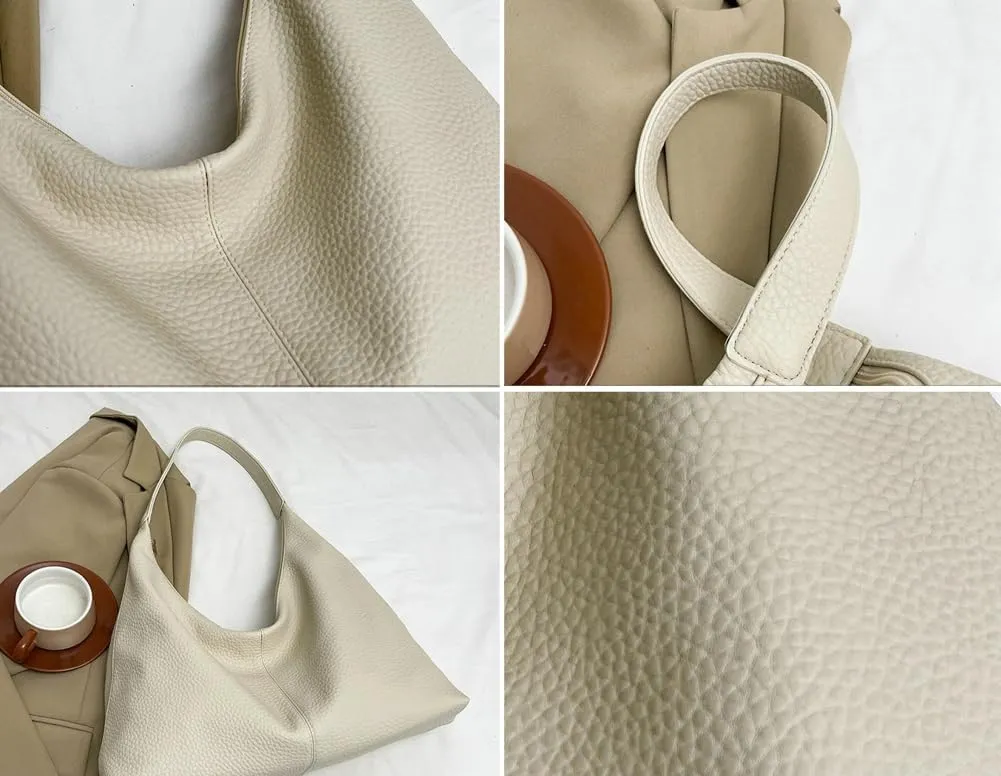 Slouchy PU Leather Crescent Hobo Bags Women Crossbody Purse Trendy Shoulder Bag Top-handle Satchels Travel Tote Handbag