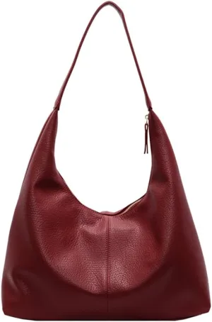 Slouchy PU Leather Crescent Hobo Bags Women Crossbody Purse Trendy Shoulder Bag Top-handle Satchels Travel Tote Handbag