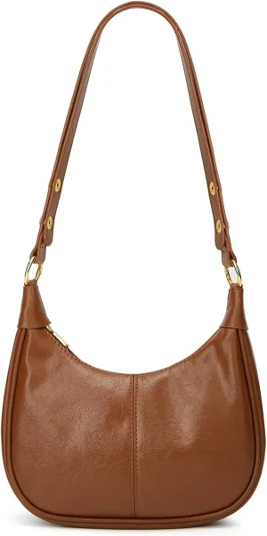 Slouchy PU Leather Crescent Hobo Bags Women Trendy Mini Shoulder Bag Crossbody Phone Purse Top-handle Satchels Tote Handbag