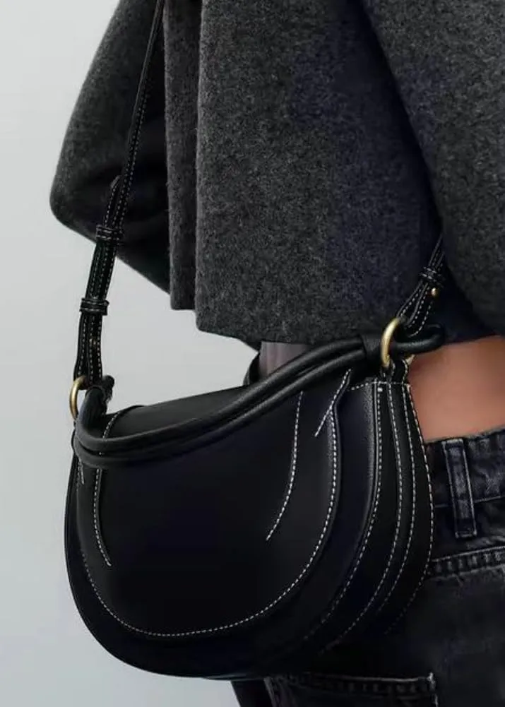Slouchy PU Leather Crescent Hobo Bags Women Trendy Saddle Crossbody Purse Satchels Shoulder Bag Top-handle Tote Handbag