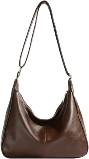 Slouchy PU Leather Hobo Bags Women Trendy Underarm Shoulder Bag Cute Crescent Crossbody Purse Retro Satchel Tote Handbag