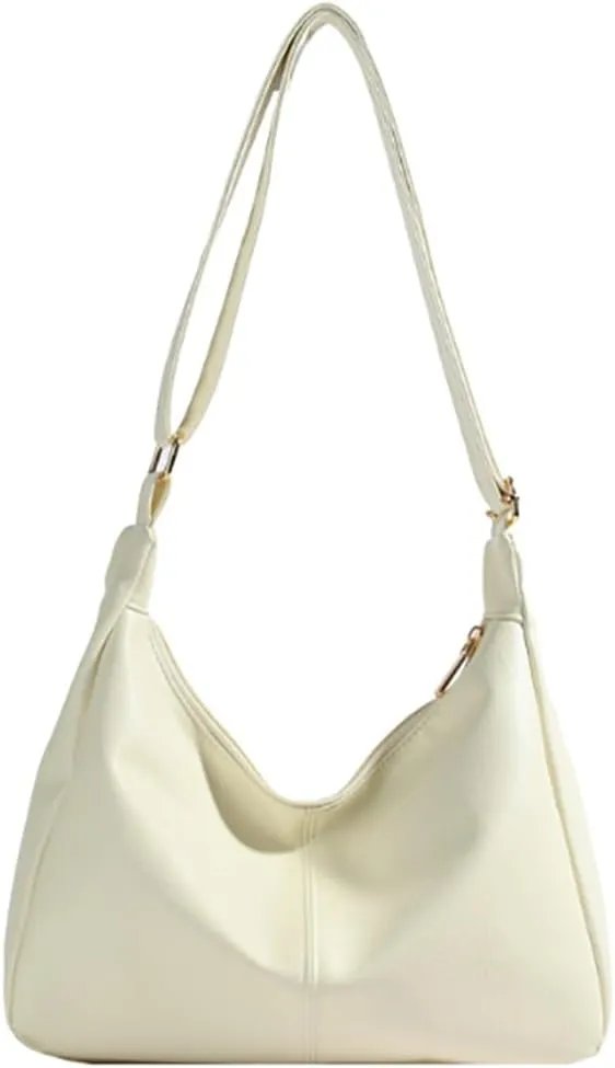 Slouchy PU Leather Hobo Bags Women Trendy Underarm Shoulder Bag Cute Crescent Crossbody Purse Retro Satchel Tote Handbag