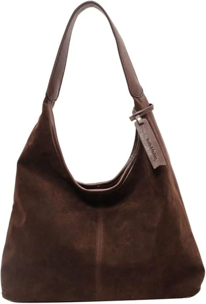 Slouchy Suede Bag for Women Brown Shoulder Tote Bags Crescent Bag Slouchy Hobo Handbag
