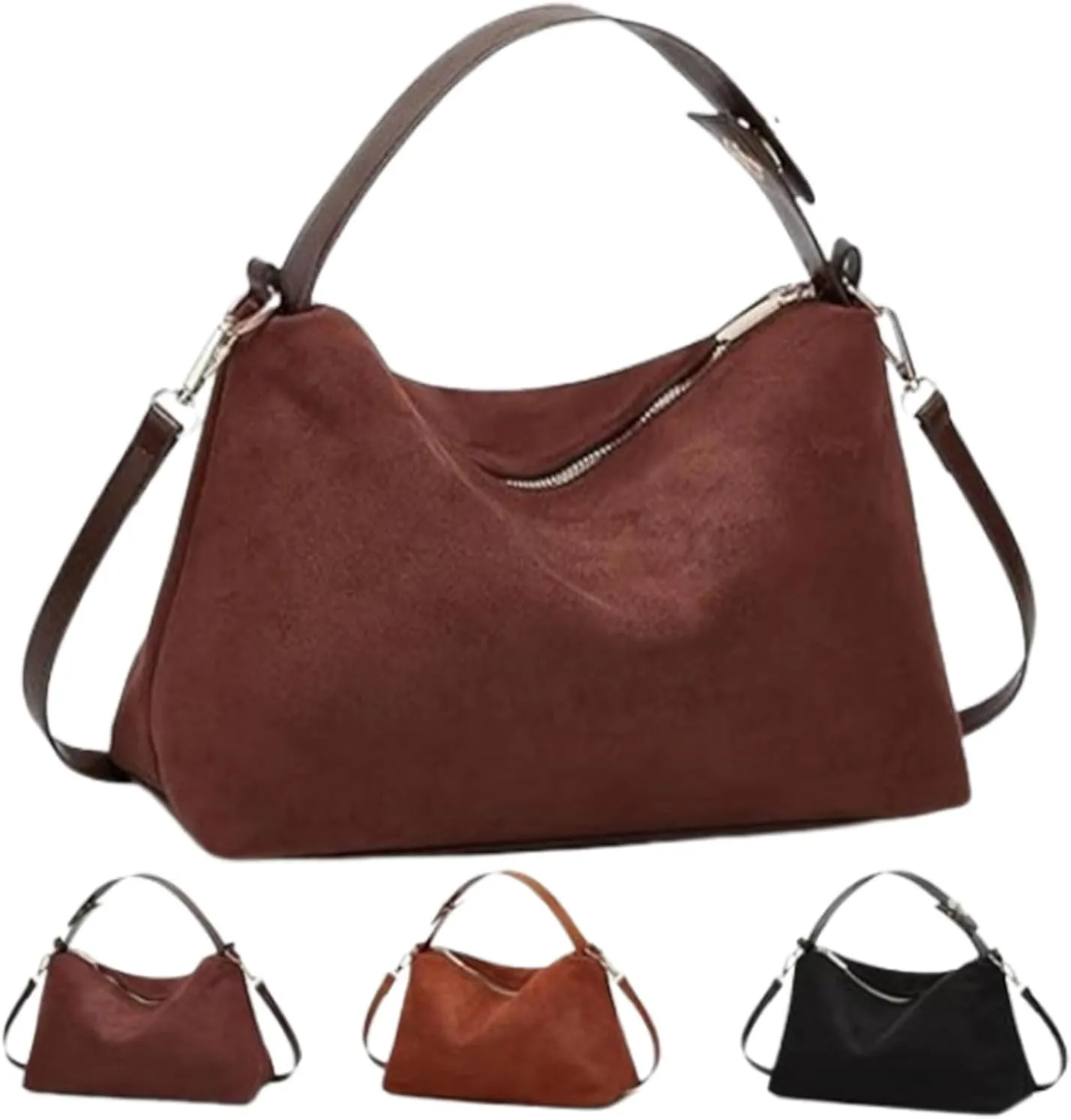 Slouchy Suede Cloud Hobo Bags Brown Suede Bag Retro Suede Shoulder Bag Women Crescent Shoulder Bag