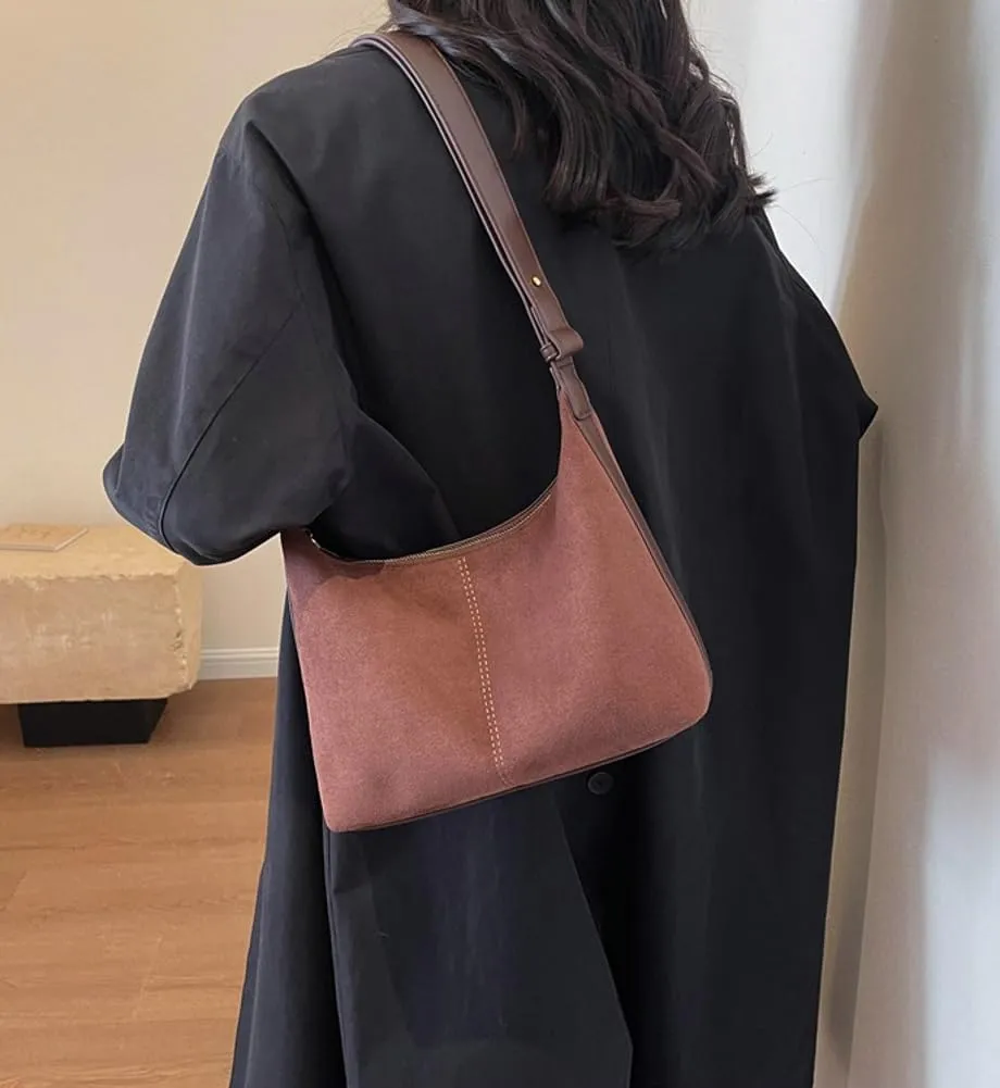 Slouchy Suede Crescent Hobo Bags Women Trendy Crossbody Purse Satchels Shoulder Tote Bag Dumpling Top-handle Tote Handbag