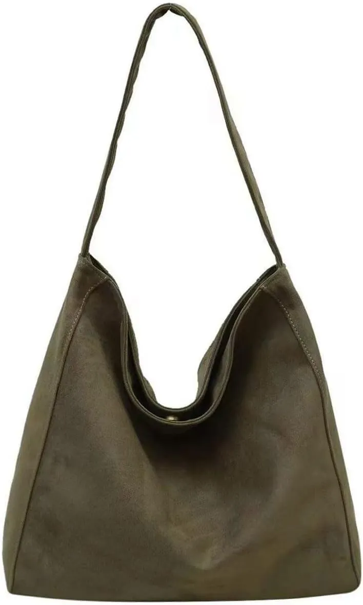 Slouchy Suede Hobo Bag for Women Large Tote Shoulder Bags Carryall Travel Work Handbag Purse Fall Winter