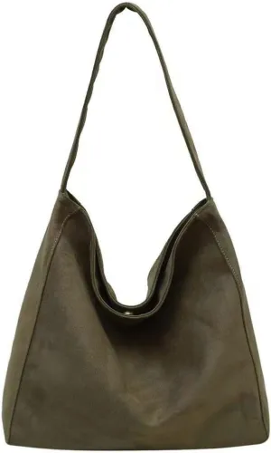 Slouchy Suede Hobo Bag for Women Large Tote Shoulder Bags Carryall Travel Work Handbag Purse Fall Winter