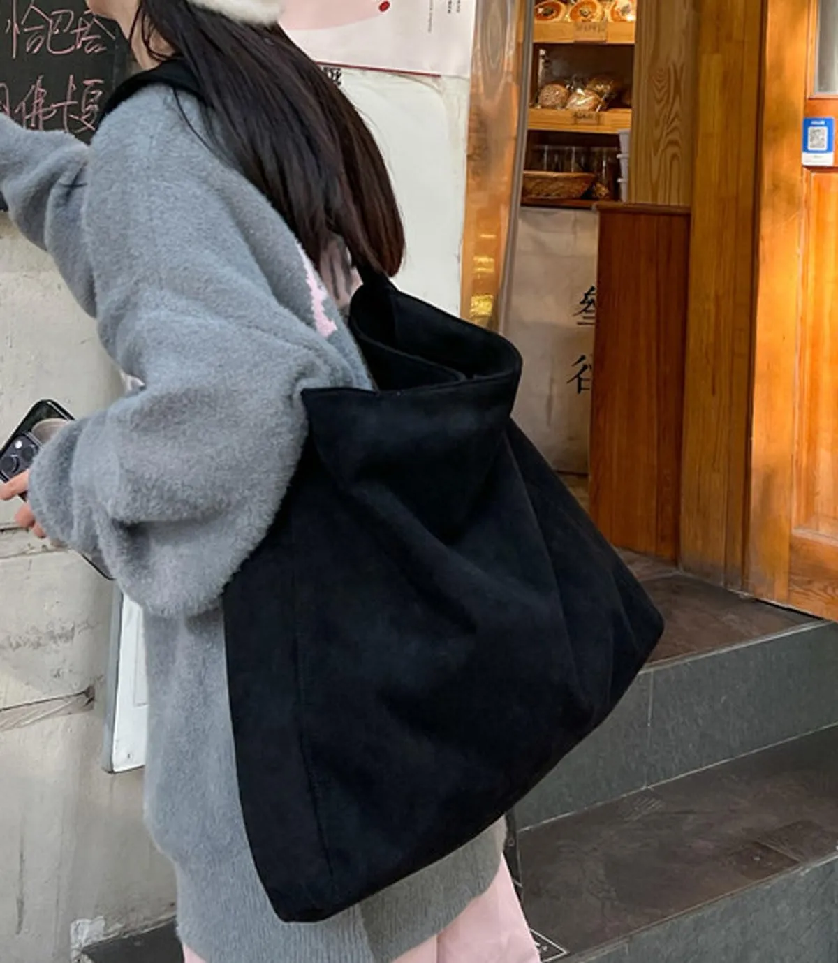 Slouchy Suede Hobo Bag for Women Large Tote Shoulder Bags Carryall Travel Work Handbag Purse Fall Winter