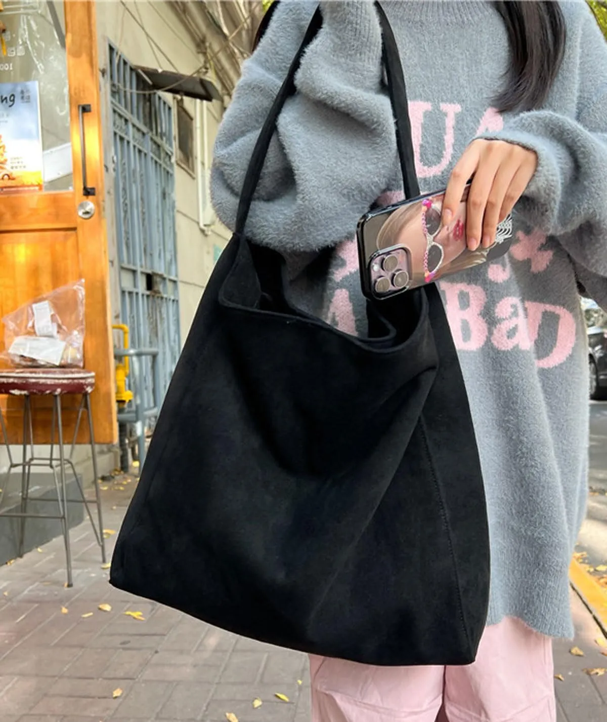 Slouchy Suede Hobo Bag for Women Large Tote Shoulder Bags Carryall Travel Work Handbag Purse Fall Winter