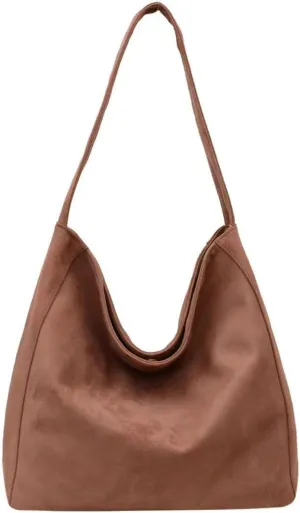 Slouchy Suede Hobo Bag for Women Large Tote Shoulder Bags Carryall Travel Work Handbag Purse Fall Winter