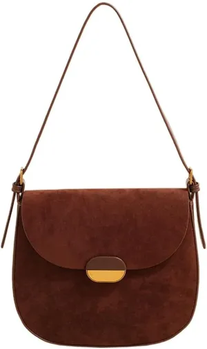 Slouchy Suede Saddle Bag Women Underarm Crescent Shoulder Hobo Bags Satchels Crossbody Purse Trendy Top-Handle Tote Handbag