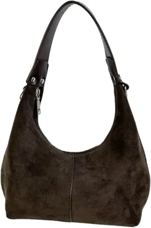 Slouchy Suede Shoulder Bags For Women Suede Tote Bag Suede Winter Work Purses Crescent Bag Handbag Fall