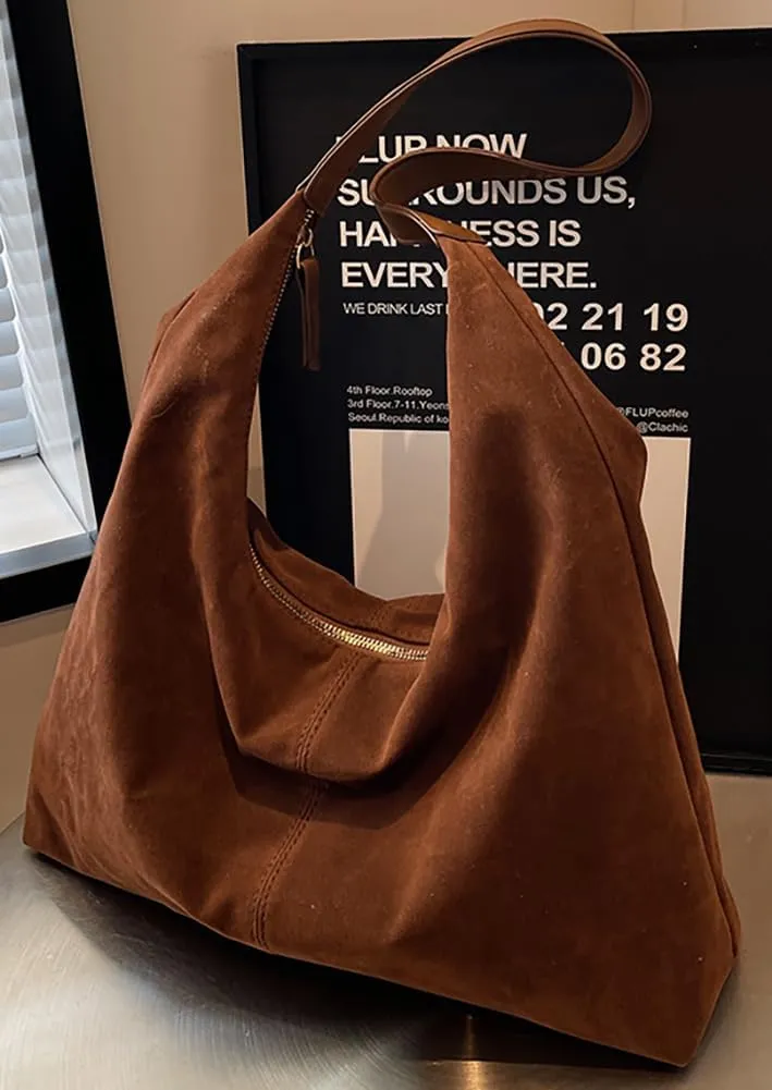 Slouchy Suede Shoulder Bags For Women Underarm Bag Womens Tote Bag Work Purses Crescent Bag Suede Handbag Travel Winter Fall