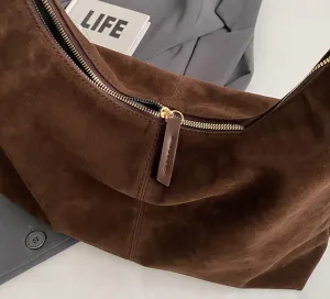 Slouchy Suede Shoulder Bags For Women Underarm Bag Womens Tote Bag Work Purses Crescent Bag Suede Handbag Travel Winter Fall
