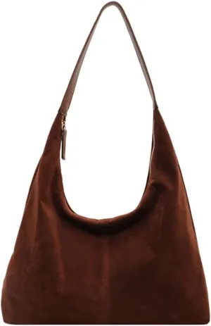 Slouchy Suede Shoulder Bags For Women Underarm Bag Womens Tote Bag Work Purses Crescent Bag Suede Handbag Travel Winter Fall