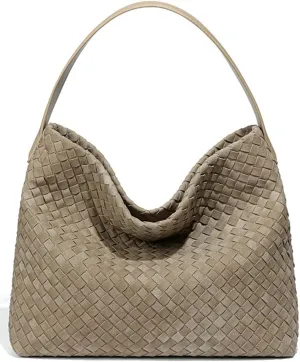Slouchy Suede Woven Hobo Bags Women Trendy Suede Purse Crossbody Crescent Shoulder Satchel Bag Top Handle Tote Handbag