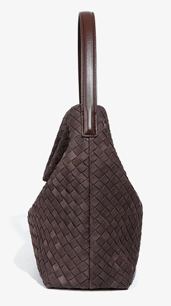 Slouchy Suede Woven Hobo Bags Women Trendy Suede Purse Crossbody Crescent Shoulder Satchel Bag Top Handle Tote Handbag
