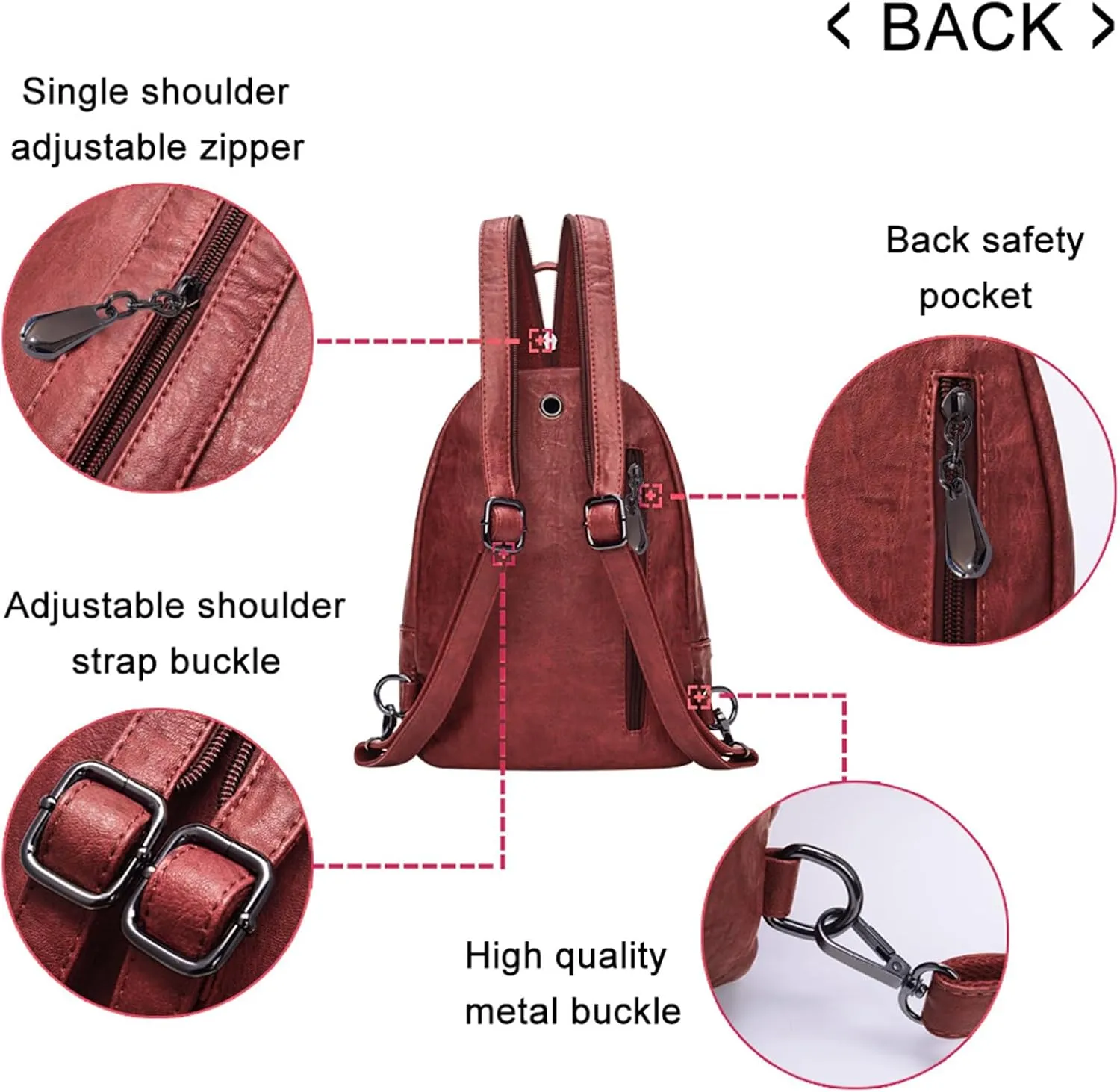 Small Backpack Purse for Women Fashion PU Leather Backpack Convertible Ladies Sling Bag