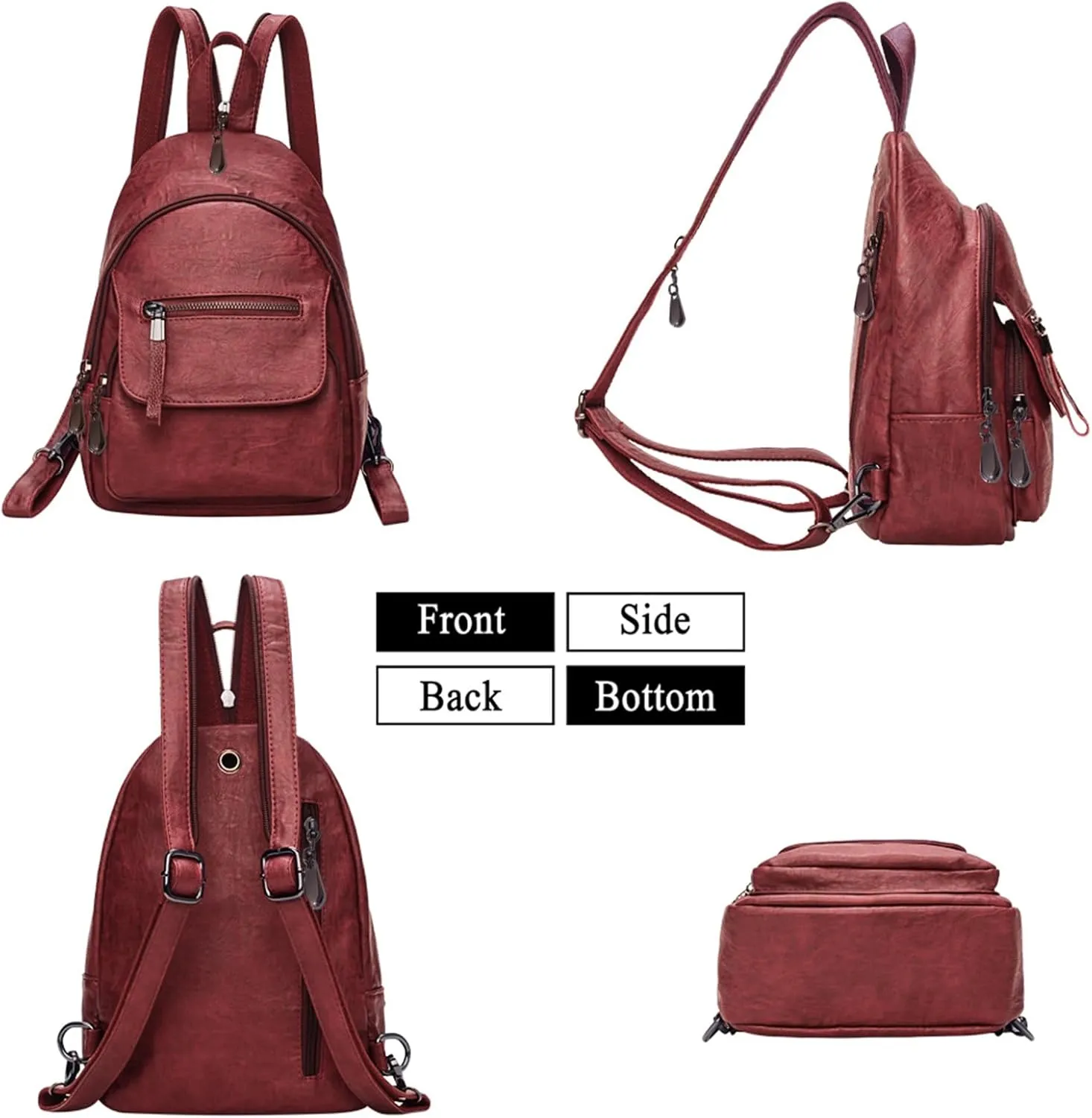 Small Backpack Purse for Women Fashion PU Leather Backpack Convertible Ladies Sling Bag
