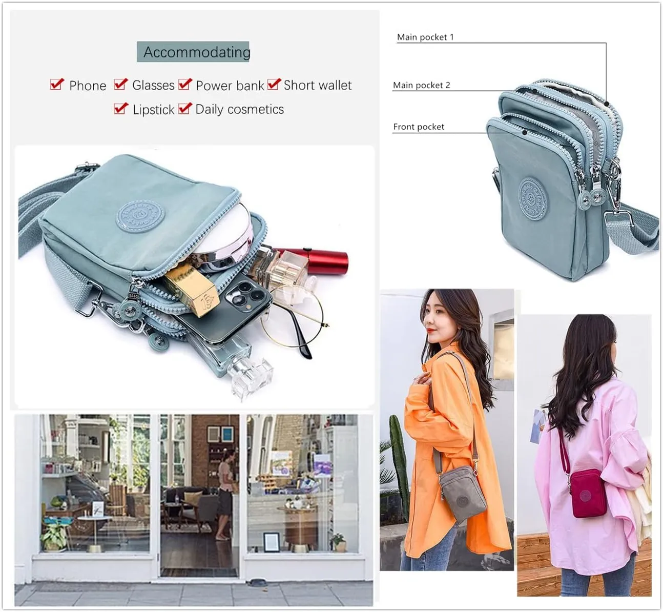 Small Crossbody Bags and Purses for Women,Nylon Cell Phone Bags with Headphone Jack. …