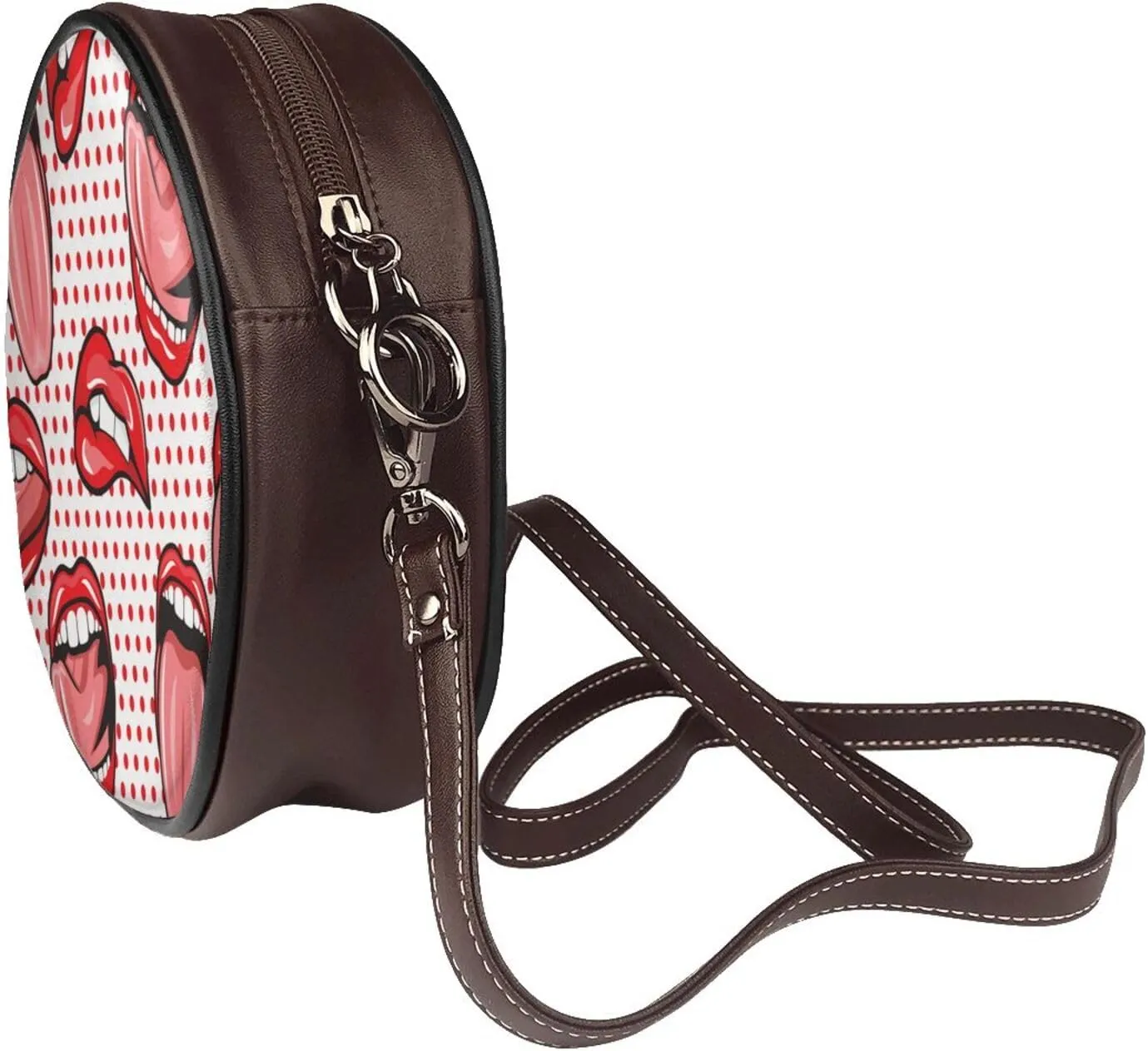 Small Crossbody Bags for Women Round Purses PU Leather Shoulder Bag with Adjustable Strap