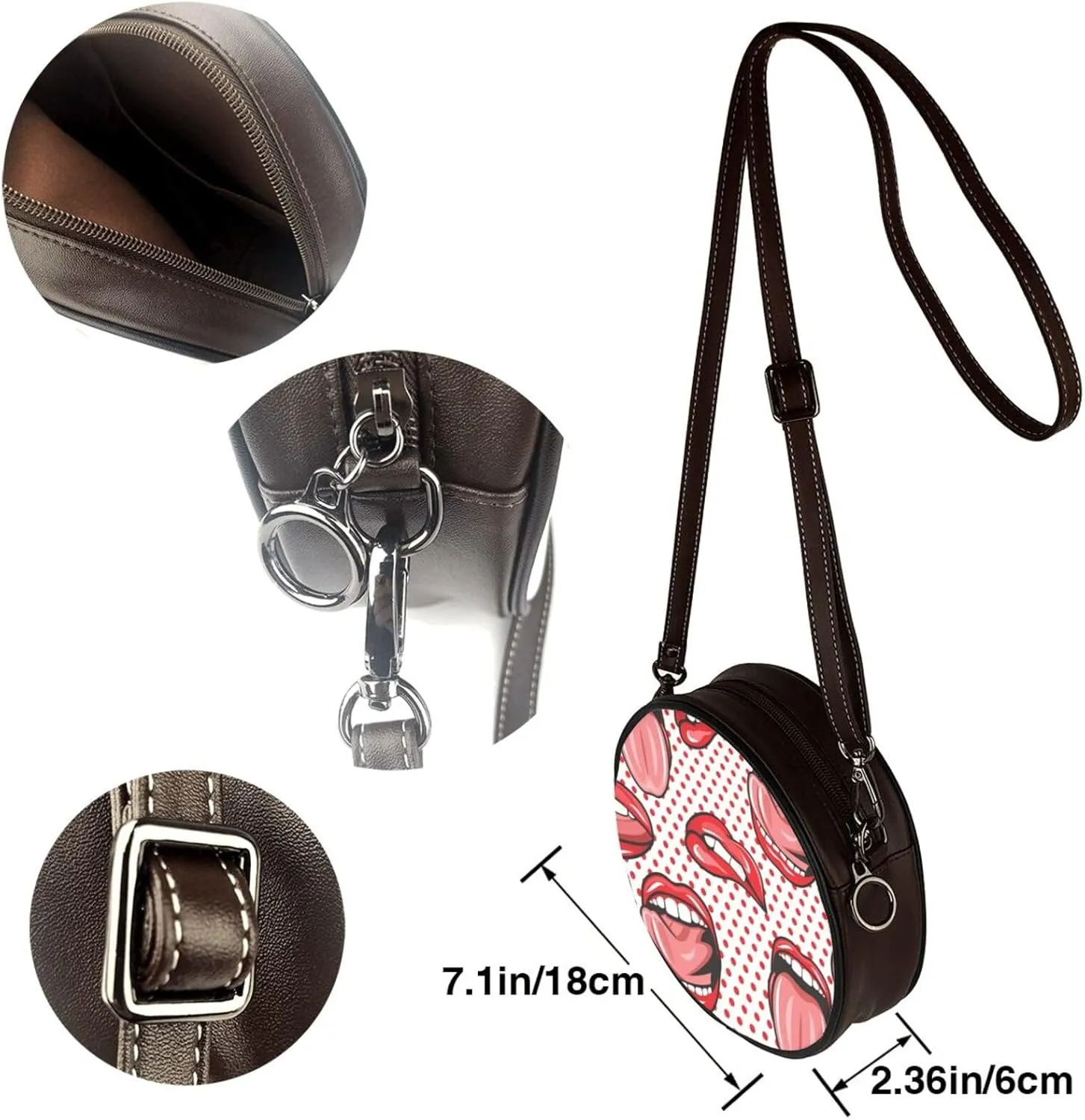 Small Crossbody Bags for Women Round Purses PU Leather Shoulder Bag with Adjustable Strap