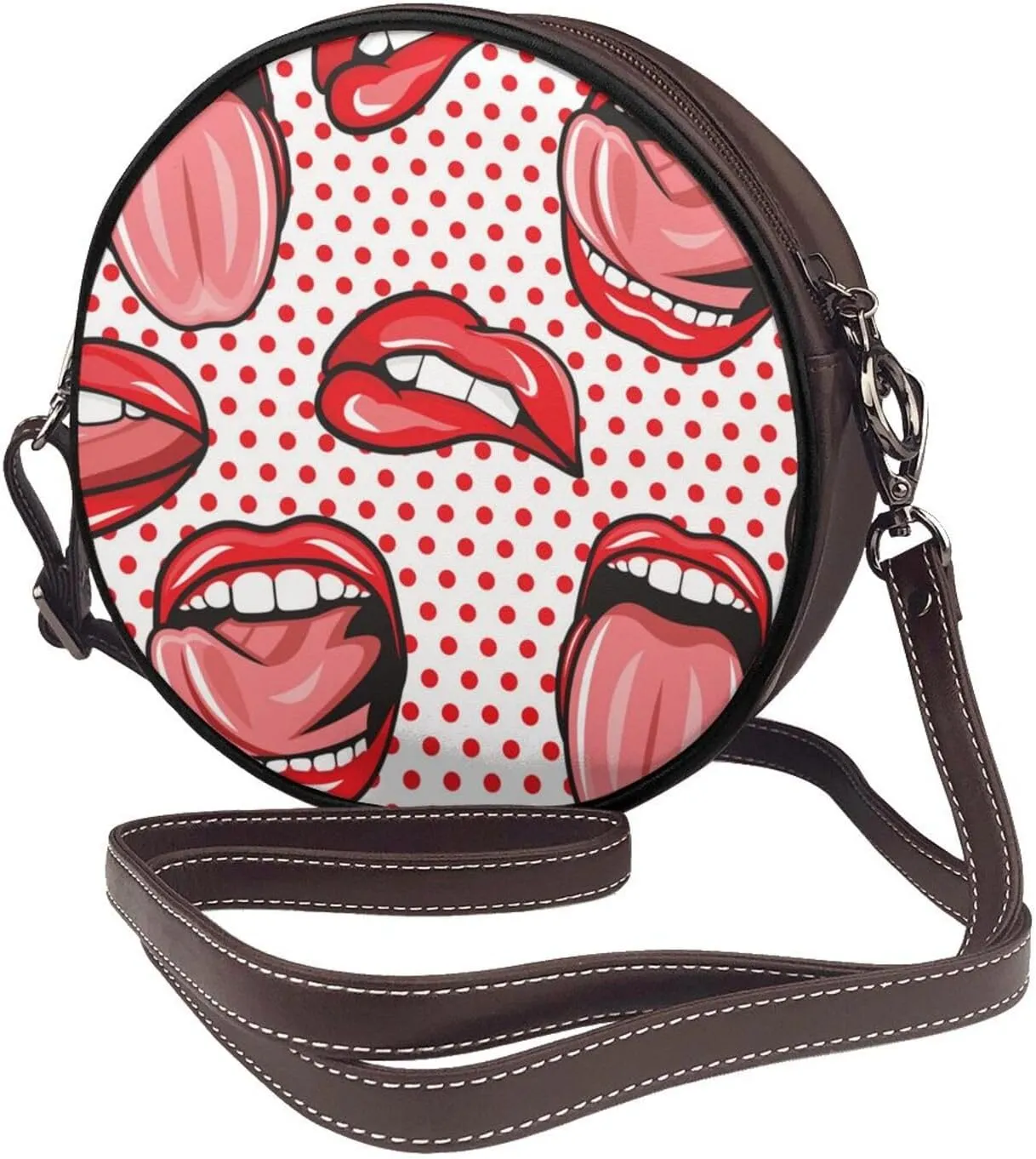 Small Crossbody Bags for Women Round Purses PU Leather Shoulder Bag with Adjustable Strap