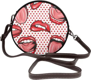 Small Crossbody Bags for Women Round Purses PU Leather Shoulder Bag with Adjustable Strap