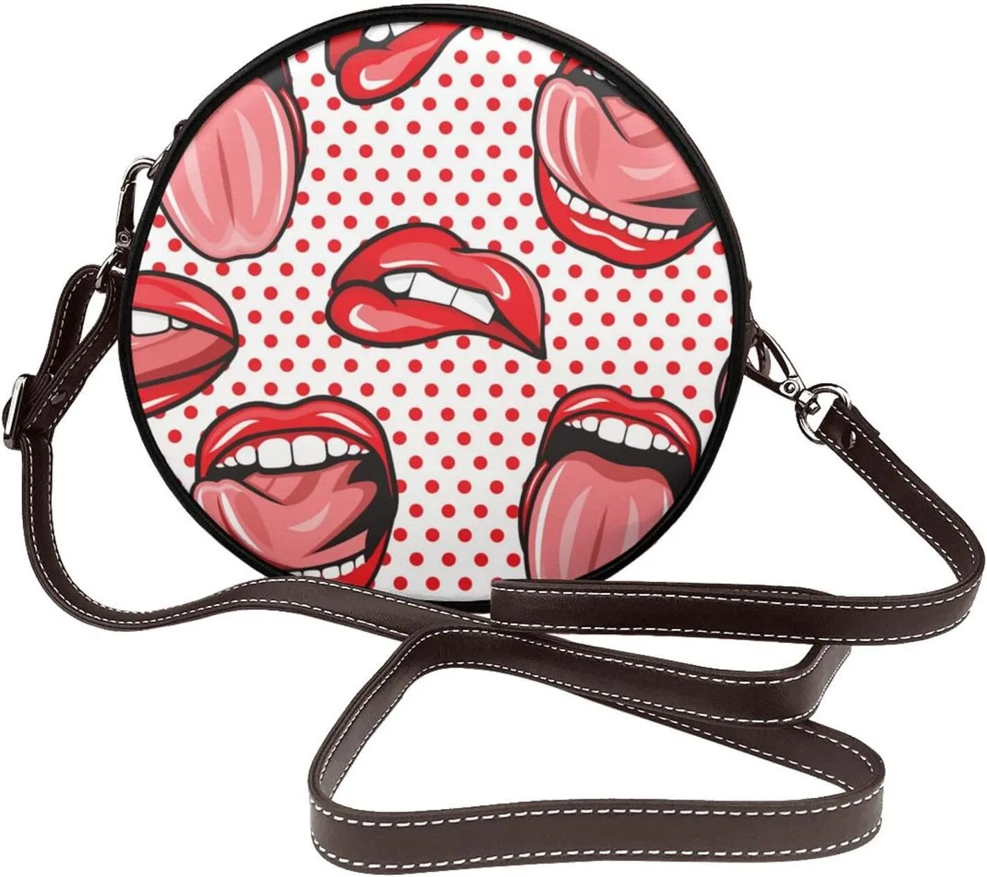 Small Crossbody Bags for Women Round Purses PU Leather Shoulder Bag with Adjustable Strap