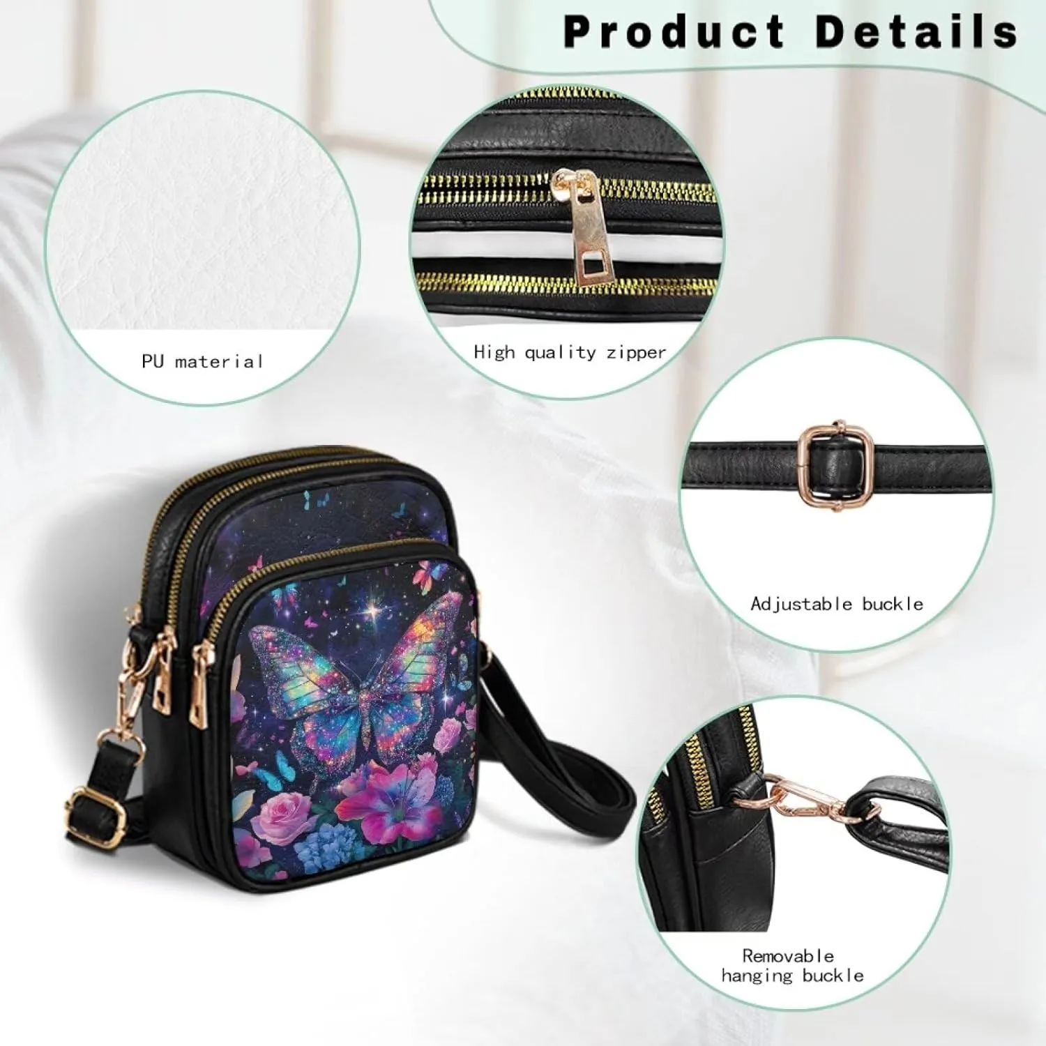 Small Crossbody Purses for Women PU Leather Designer Cell Phone Bag Wallet Purses Adjustable Strap for Travel