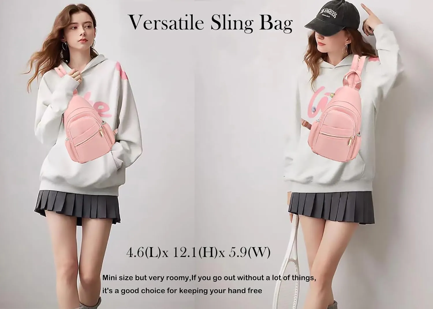 Small Crossbody Sling Bag for Women, Mini Backpack Sling Backpack Convertible, Chest Bag for Hiking Daypack