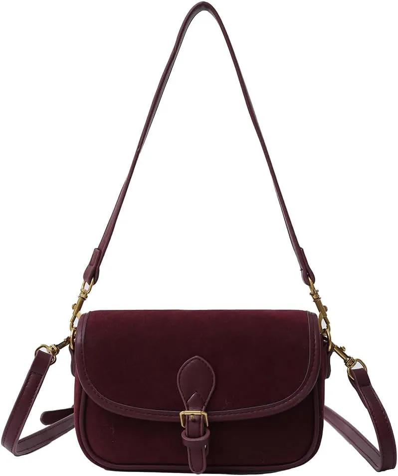 Small Shoulder Bag for Women - Suede Retro Fall Crossbody, Stylish Square Clutch Handbag, Underarm Bag