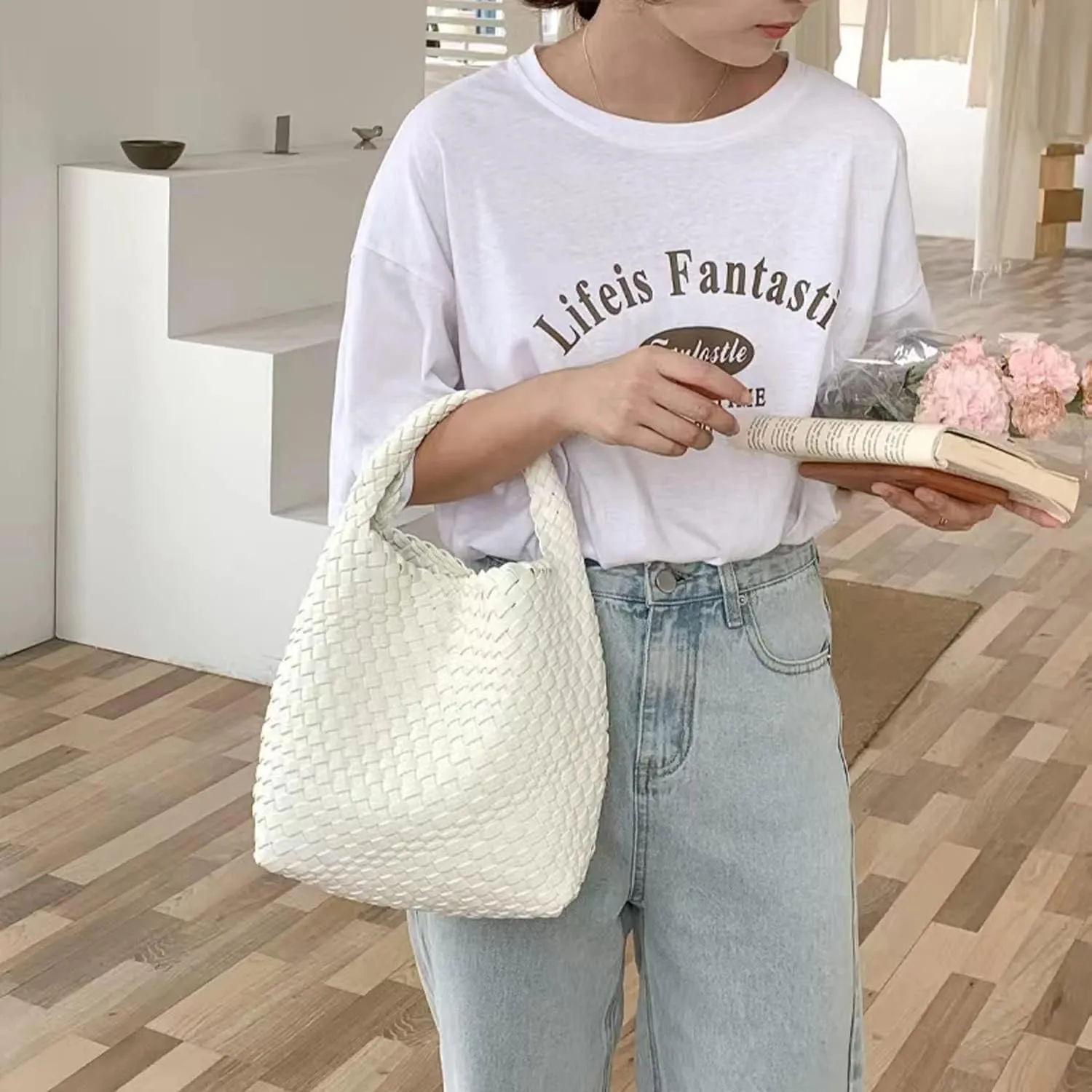 Small Woven Bags for Women Cute Hobo Tote Woven Handbag Mini Clutch Purse vegan leather Crossbody bags Shoulder Handmade Bag