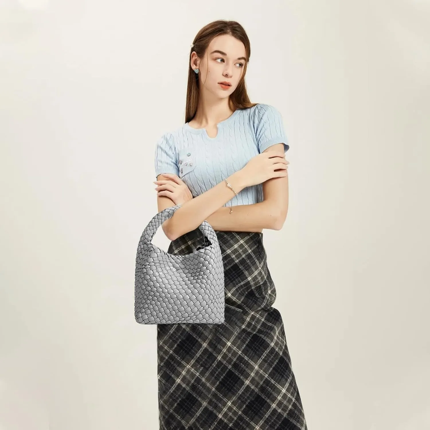 Small Woven Bags for Women Cute Hobo Tote Woven Handbag Mini Clutch Purse vegan leather Crossbody bags Shoulder Handmade Bag