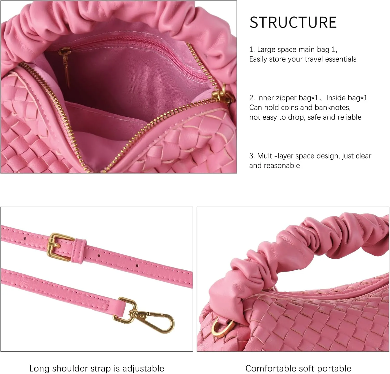 Small Woven Purses, Designer Crossbody Bags for Women Vegan Leather Bags Evening Woven Handbag Clutch