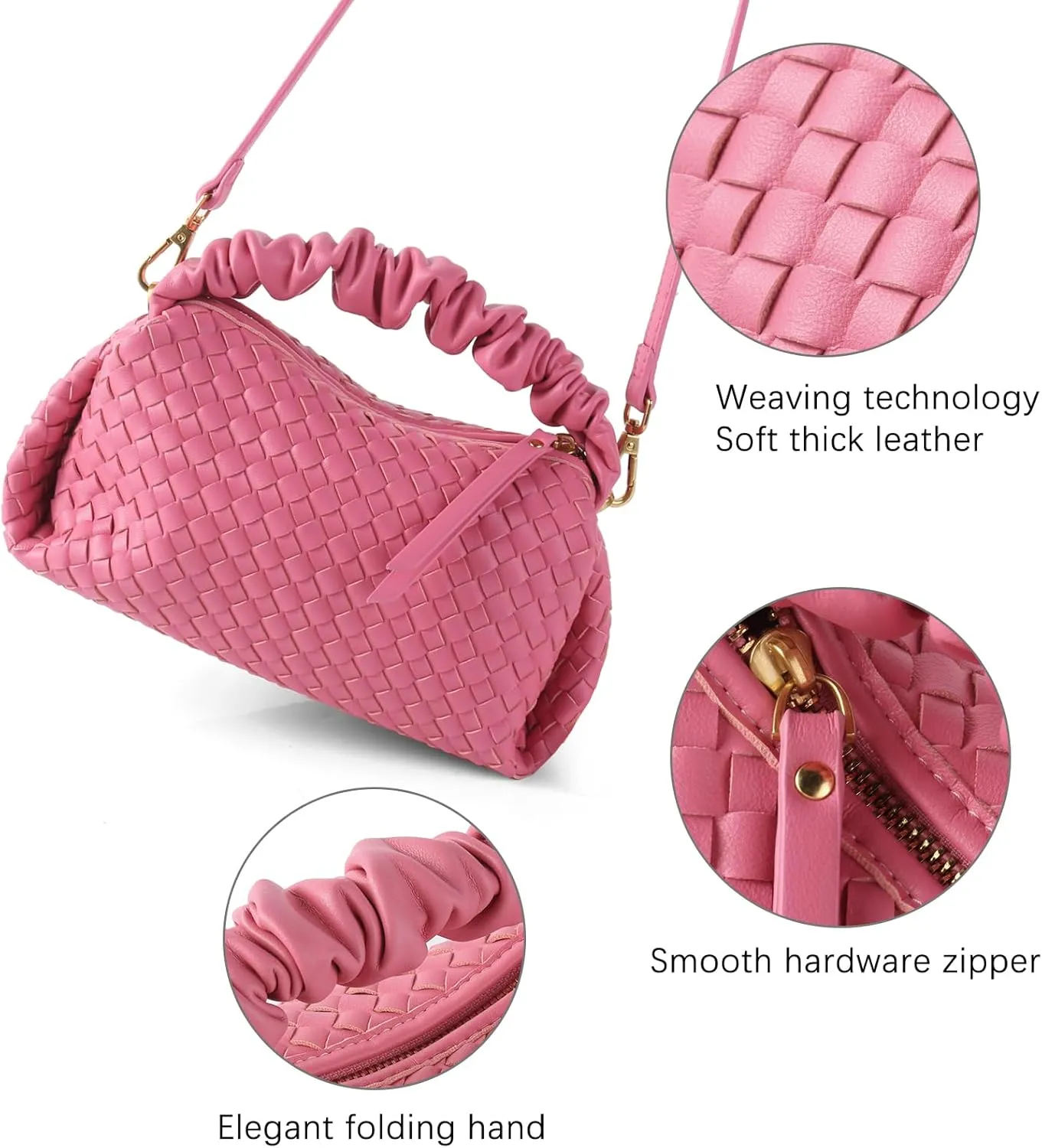 Small Woven Purses, Designer Crossbody Bags for Women Vegan Leather Bags Evening Woven Handbag Clutch