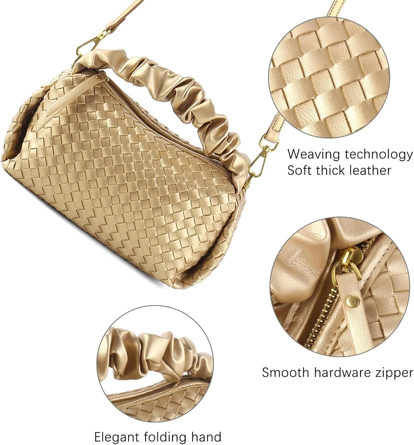 Small Woven Purses, Designer Crossbody Bags for Women Vegan Leather Bags Evening Woven Handbag Clutch