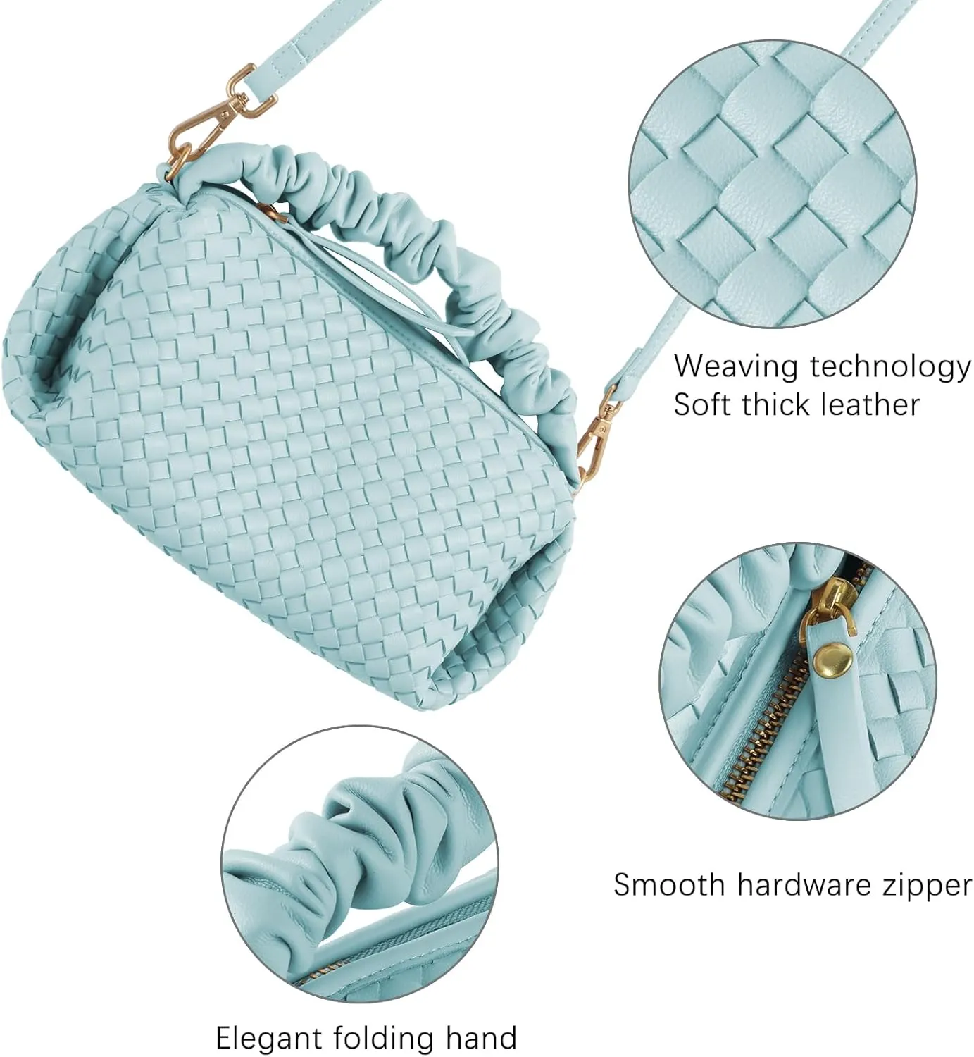 Small Woven Purses, Designer Crossbody Bags for Women Vegan Leather Bags Evening Woven Handbag Clutch