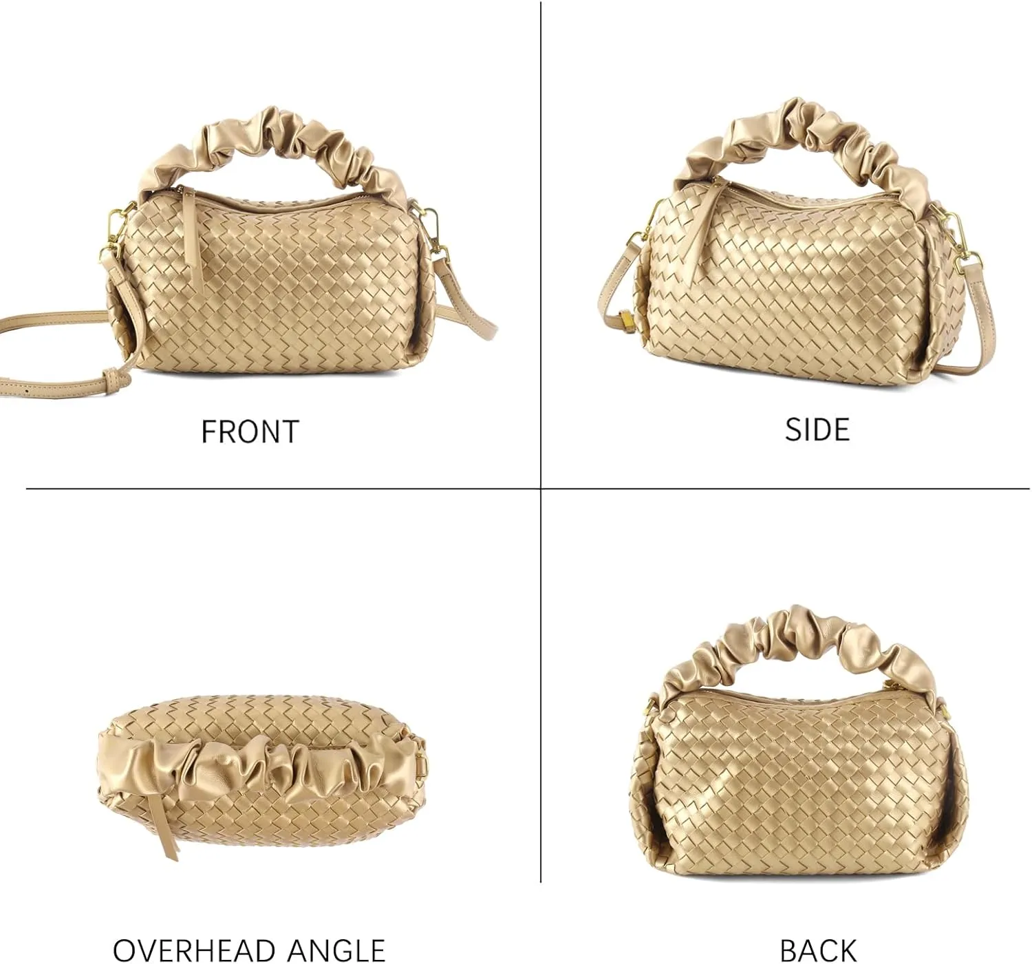 Small Woven Purses, Designer Crossbody Bags for Women Vegan Leather Bags Evening Woven Handbag Clutch