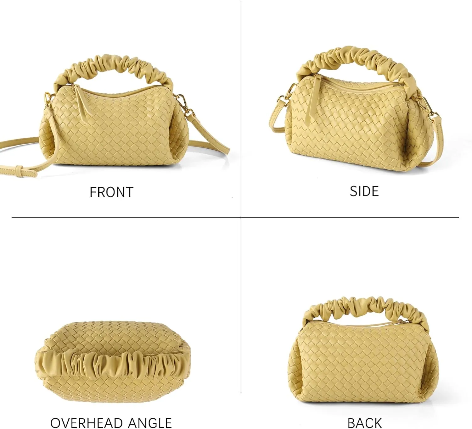 Small Woven Purses, Designer Crossbody Bags for Women Vegan Leather Bags Evening Woven Handbag Clutch