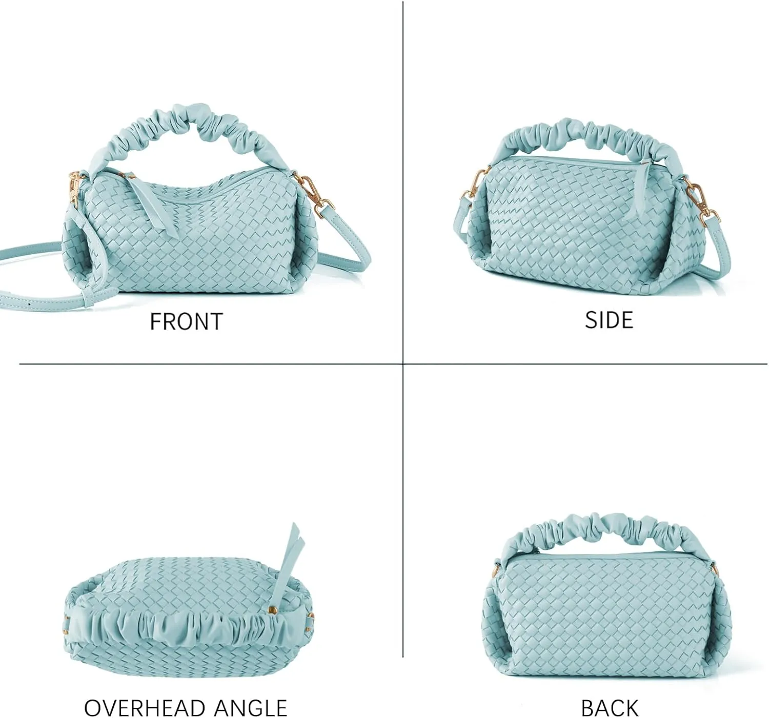Small Woven Purses, Designer Crossbody Bags for Women Vegan Leather Bags Evening Woven Handbag Clutch