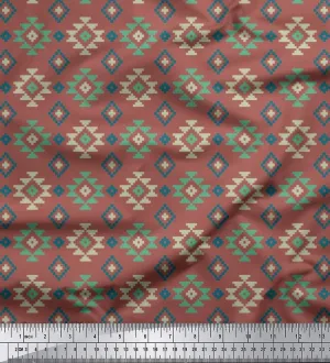 Soimoi Brown Cotton Canvas Fabric Geometric Ikat Fabric Prints by Yard 56 Inch Wide