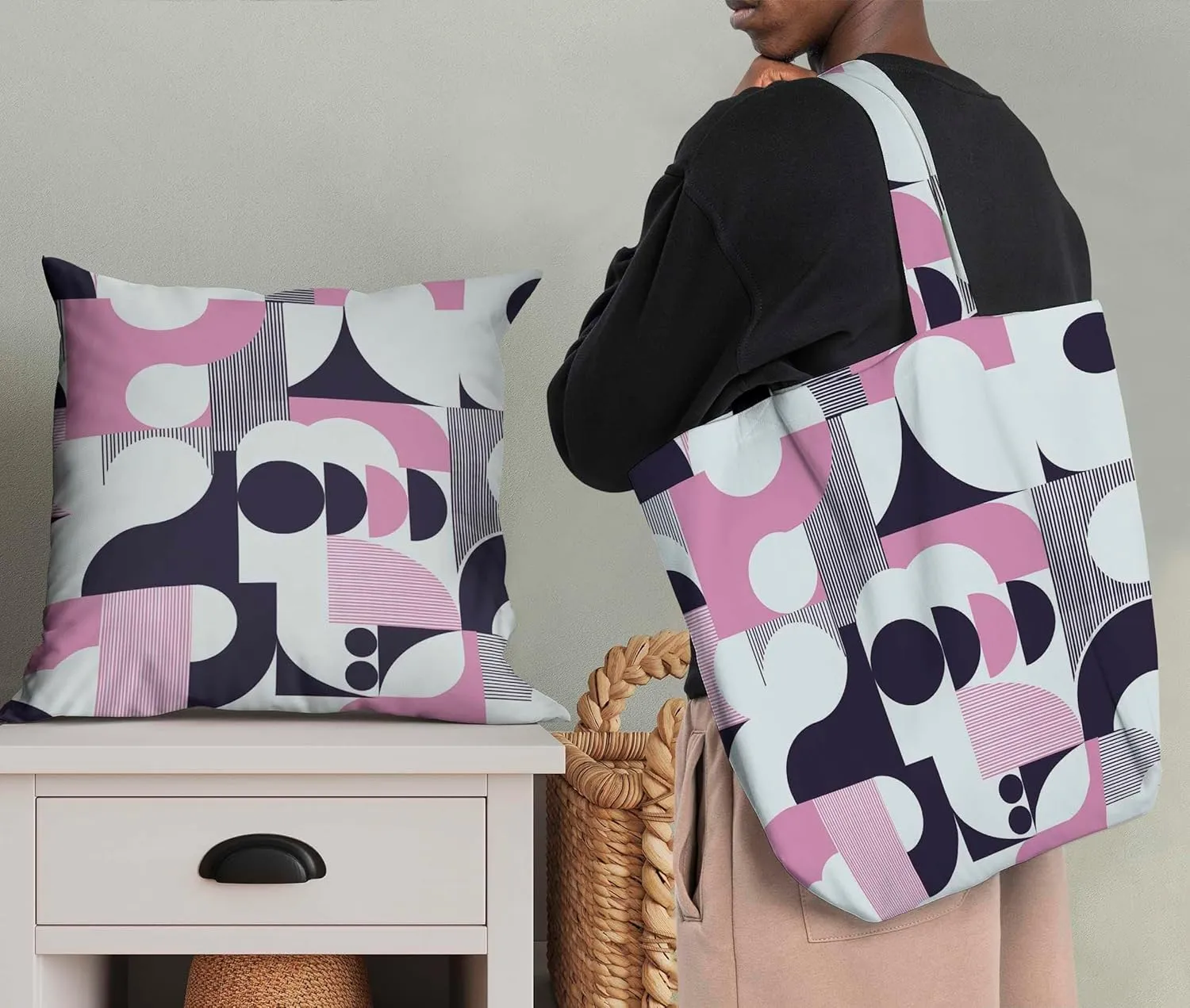 Soimoi Geometric Print - Multicolor, Canvas Fabric Material - 56 Inch Wide, 1 Yard, Unstitched Fabric for Upholstery, Bags, Workwear and Outdoor Gear.