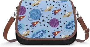 Space Comets Classic Crossbody Bags Purses for Women Leather Shoulder Handbags with Adjustable Strap
