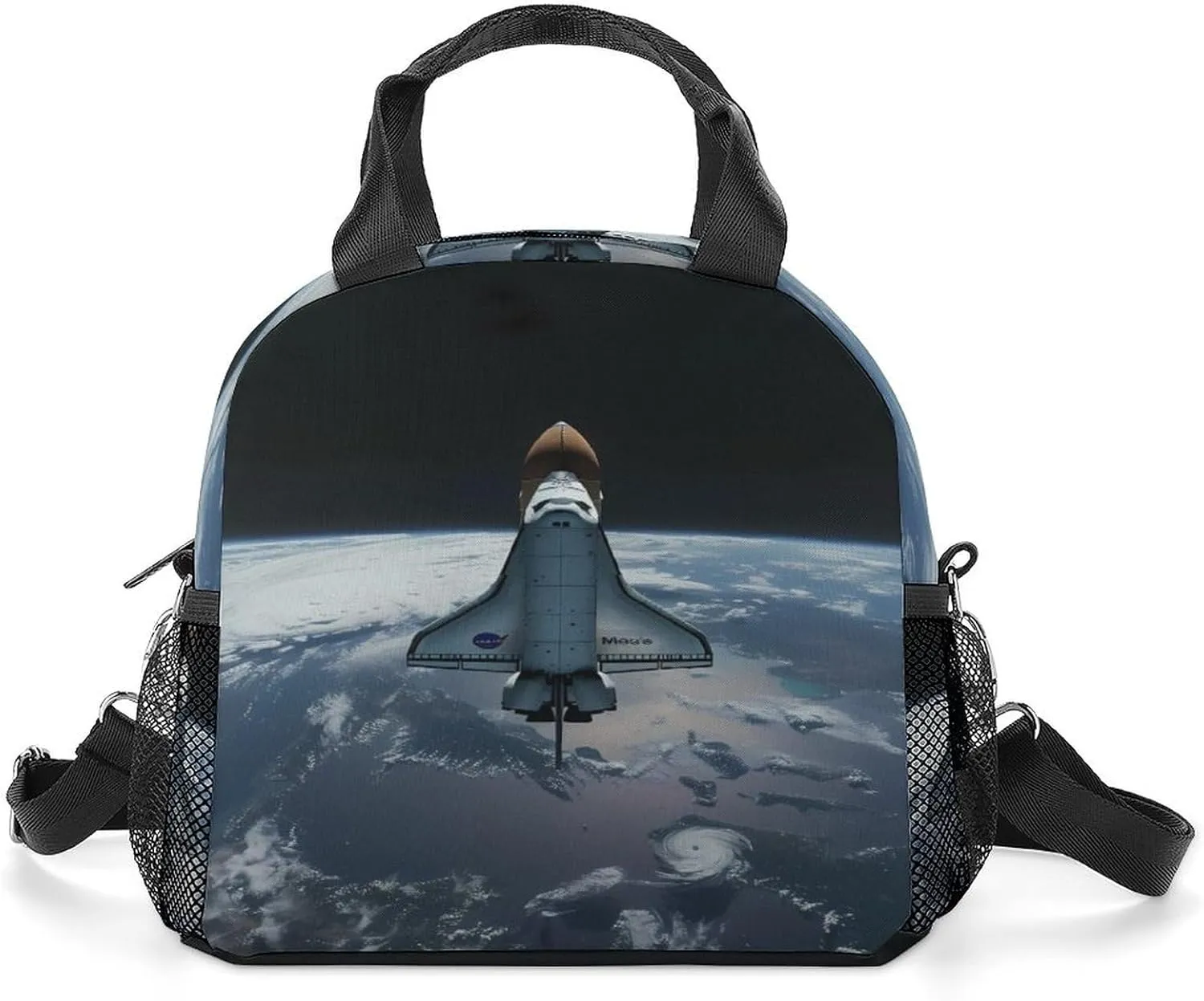 Spaceship Shuttle in Space Lunch Bag Insulated Lunch Box Lunch Tote Bag Lunch Organizer Lunch Holder Handbag for Women Men